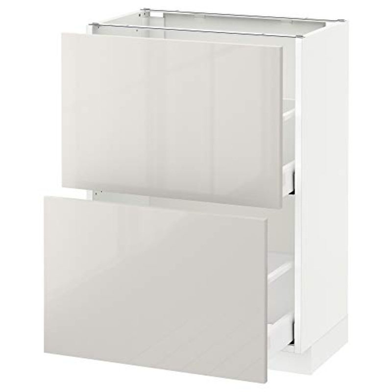 METOD/MAXIMERA mobile base con cassetti 2 60×39.4×88 cm bianco/Ringhult grigio chiaro