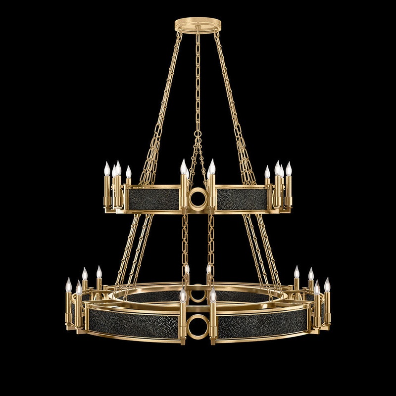 Mirage 50″W Round Chandelier Gold Leaf/Brass/Black Knight