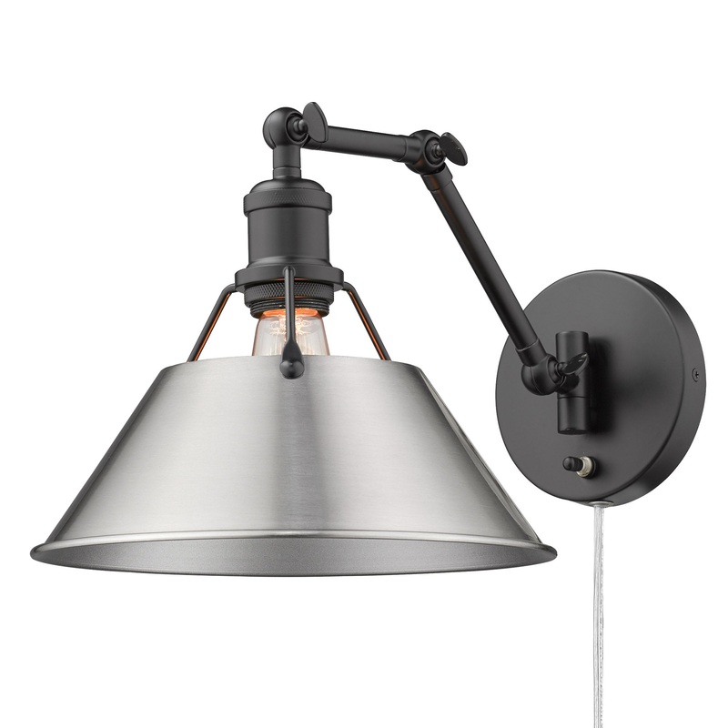 Orwell BLK Articulating 1 Light Wall Sconce with Pewter Shade