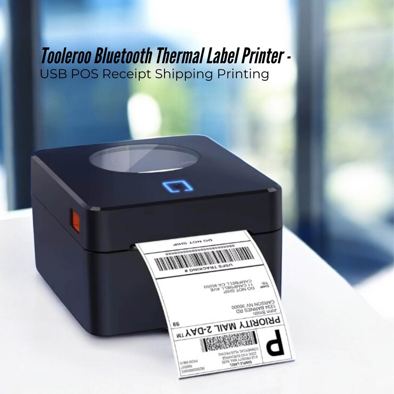 Tooleroo Bluetooth Thermal Label Printer – USB POS Receipt Shipping Printing