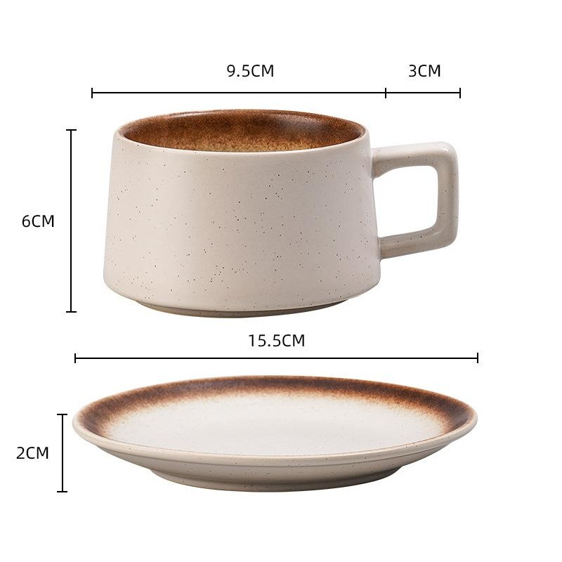 Vintage Ceramic Coffee Cup and Saucer Set – Elegant Afternoon Tea Set(Matcha White)