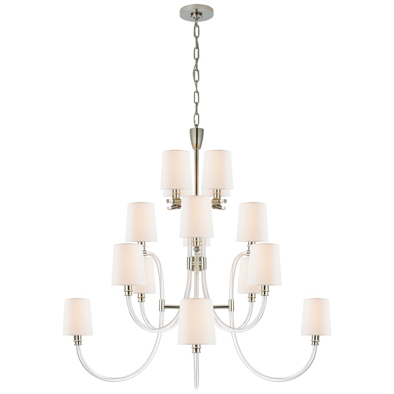 16 Light Chandelier from the Clarice Collection in Clear Acrylic with Polished Nickel Finish by Visual Comfort Signature