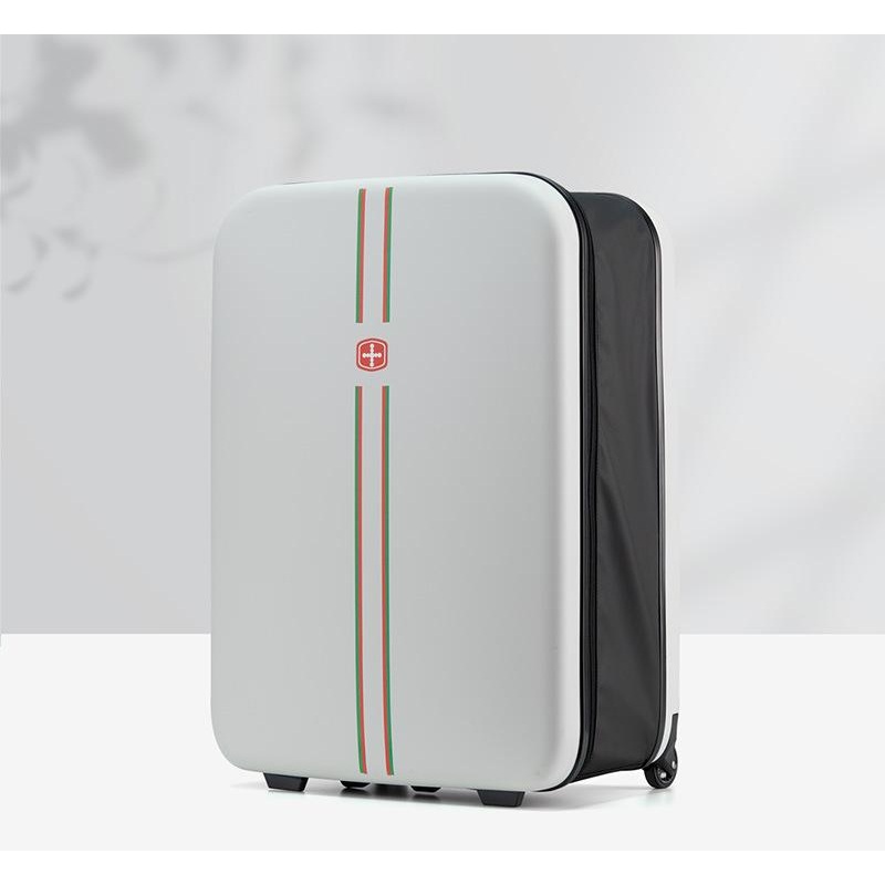 Compact Expandable Foldable Luggage – Reinforced Alloy Handle & Silent Wheels(white)