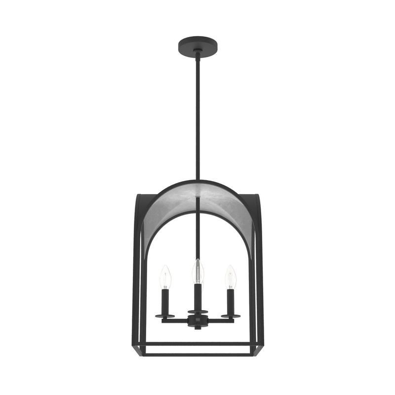 Four Light Pendant from the Dukestown Collection in Natural Black Iron Finish by Hunter