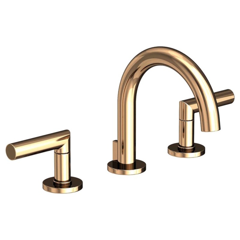 Lavatory Faucet Pavani Widespread 8 to 20 Inch Spread 2 Lever ADA French Gold PVD 1.2 Gallons per Minute Brass Spout Height 3-1/8 Inch