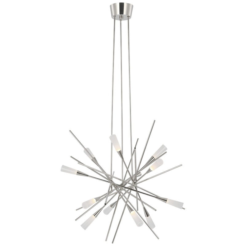 LED Chandelier from the Stellar Collection in Polished Nickel Finish by Visual Comfort Signature