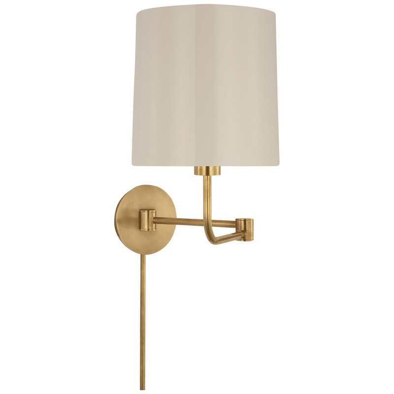 LED Swing Arm Wall Light from the Go Lightly Collection in Soft Brass Finish by Visual Comfort Signature