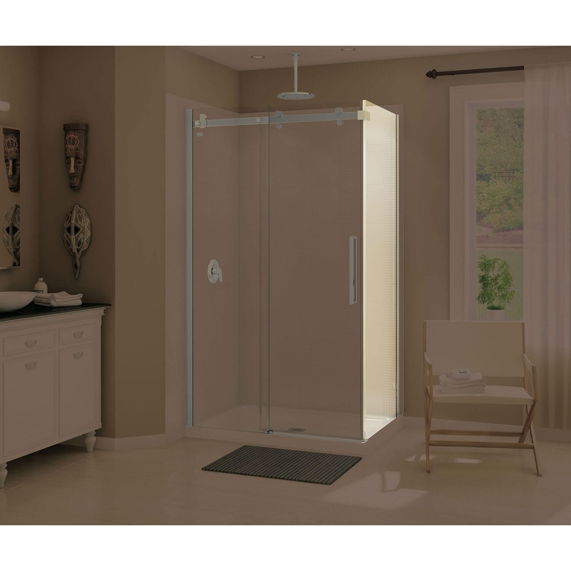 MAAX 139396-900-305-000 Halo Return Panel for 36 in. Base with Clear glass in Brushed Nickel