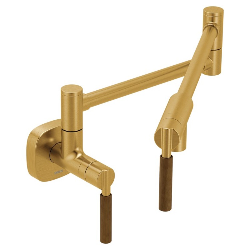 Pot Filler Tenon Modern 2 Lever ADA Brushed Gold 1 Hole 5.5 Gallons per Minute