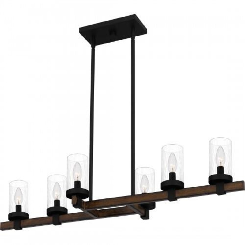 Quoizel TUT638MBK Tuthill Linear chandelier 6 lights matte black Island Light