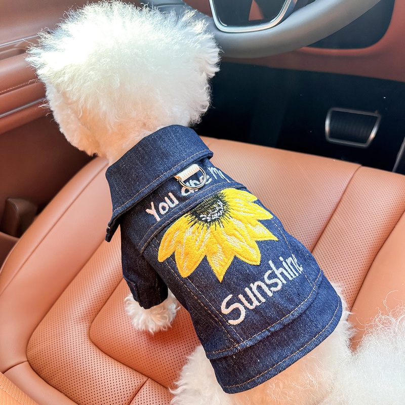 S Around 5kg Sunshine Denim Chic Denim Pet Vest – Stylish Jean Jacket for Dogs & Cats – Spring, Summer & Autumn Fashion