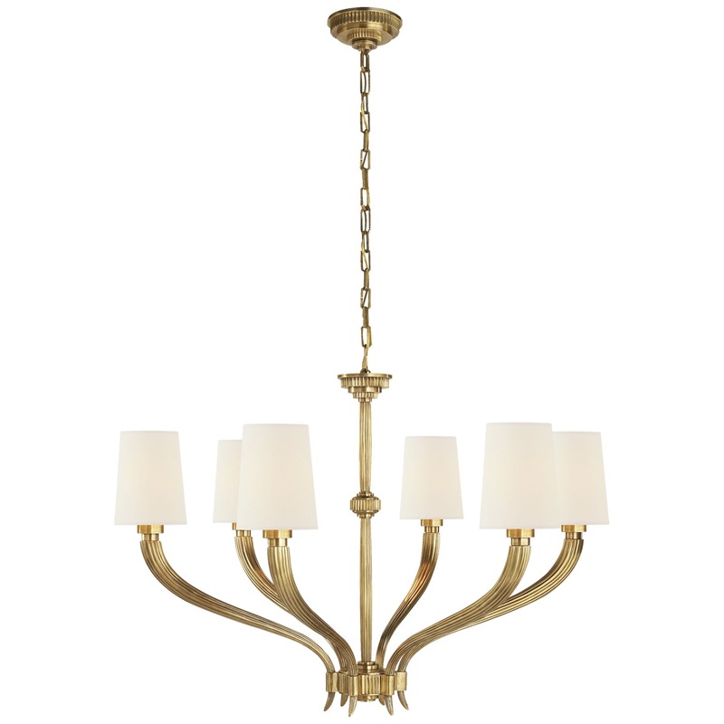 Six Light Chandelier from the Ruhlmann Collection in Antique-Burnished Brass Finish by Visual Comfort Signature