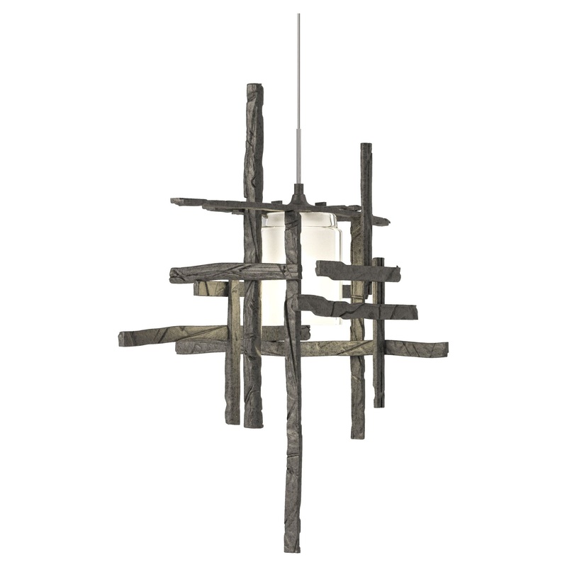 Tura Frosted Glass Low Voltage Mini Pendant Natural Iron