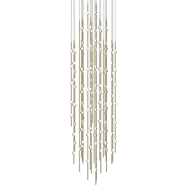 Constellation Andromeda 25″ Round LED Pendant Satin Brass with White Optical Acrylic 2700K 10′ Adjustable Cord