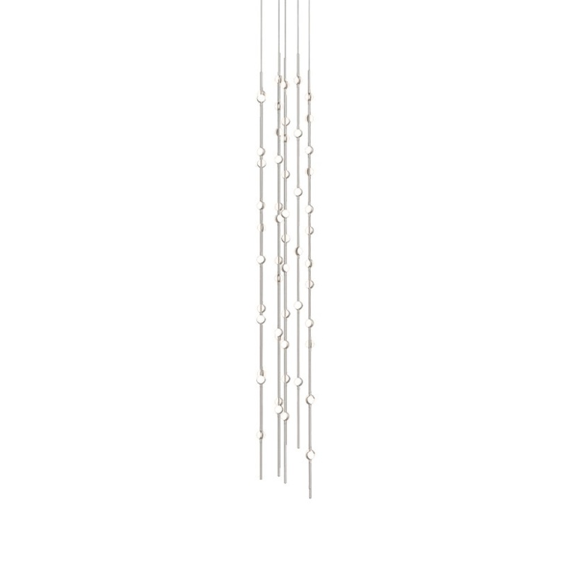 Constellation Andromeda Tall 12″ Round LED Pendant Satin Nickel with White Optical Acrylic 3000K 20′ Adjustable Cord