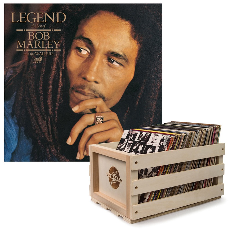 Crosley Record Storage Crate & Bob Marley  – Legend – Vinyl Album Bundle
