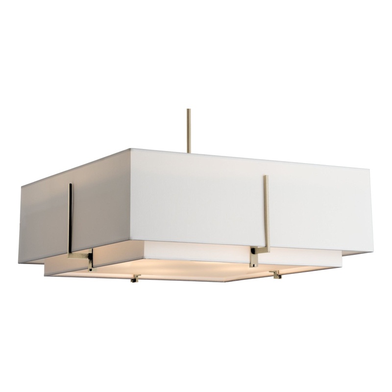 Exos Square Large Double Shade Pendant Soft Gold Natural Anna Inner Shade & Natural Anna Outer Shade