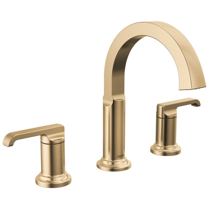 Lavatory Faucet Tetra Widespread 4-16 Inch Spread 2 Lever ADA WaterSense Lumicoat Champagne Bronze 1.2 Gallons per Minute 5-1/2 Inch