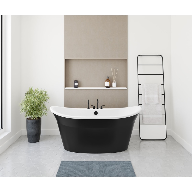 MAAX 106150-000-002-127 Orchestra 6032 AcrylX Freestanding Center Drain Bathtub in White with Black Skirt