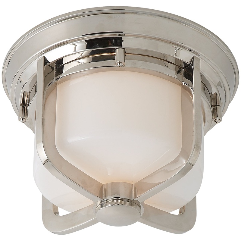 One Light Flush Mount from the Milton Collection in Polished Nickel Finish by Visual Comfort Signature