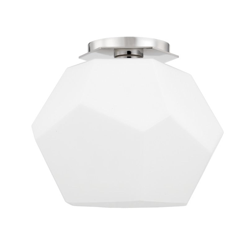 One Light Flush Mount from the Tring Collection in Polished Nickel Finish by Hudson Valley