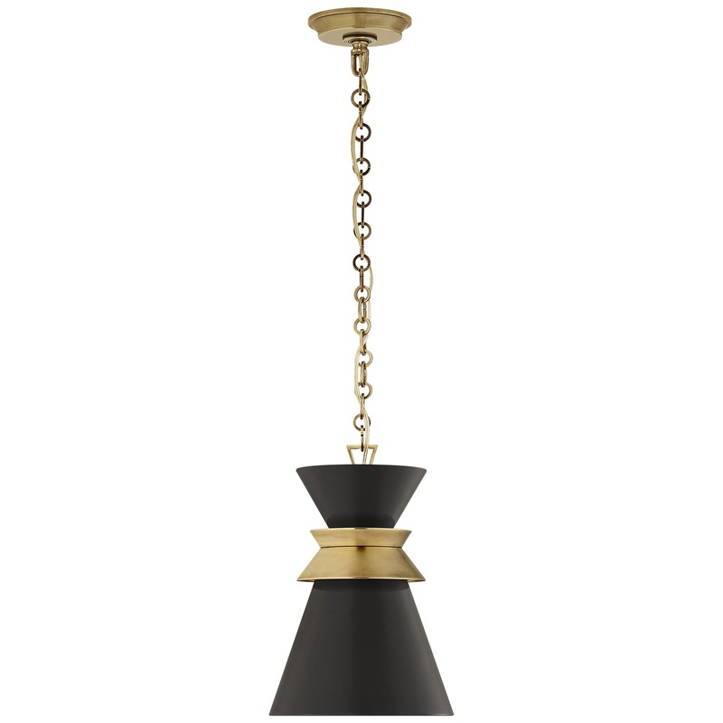One Light Pendant from the Alborg Collection in Antique-Burnished Brass Finish by Visual Comfort Signature
