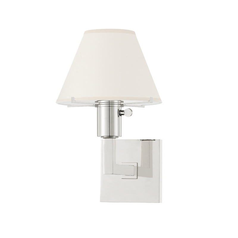 One Light Wall Sconce from the Leeds Collection in Polished Nickel Finish by Hudson Valley