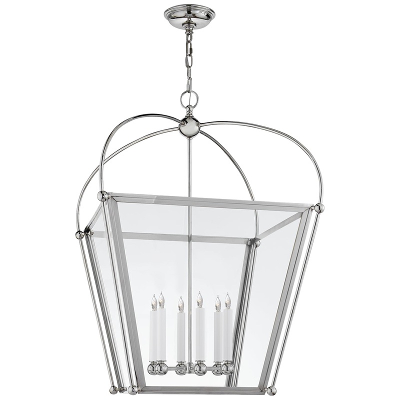 Six Light Lantern from the Riverside Collection in Polished Nickel Finish by Visual Comfort Signature