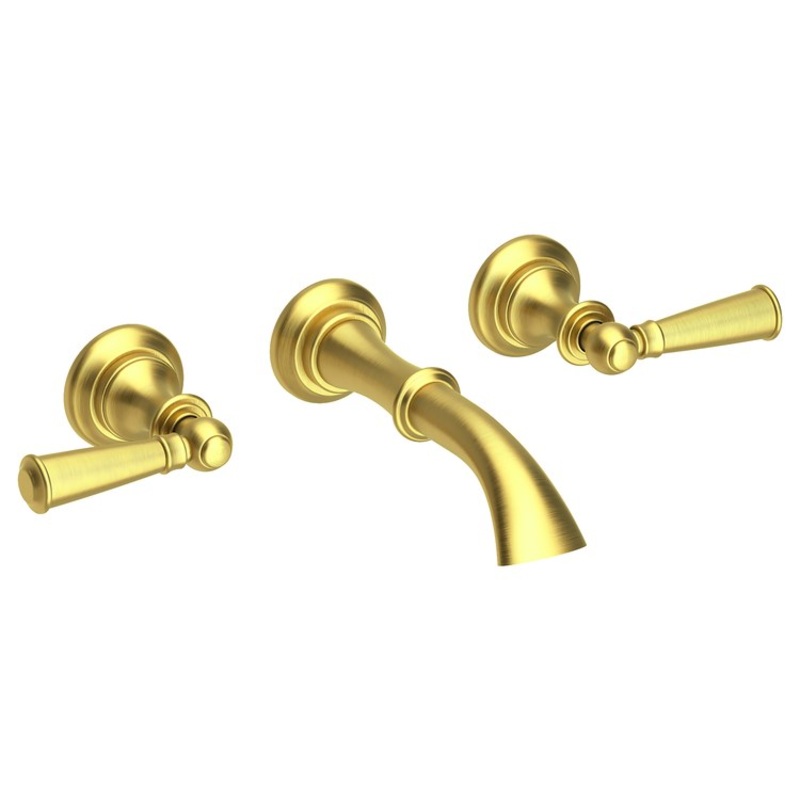 Sutton Two Handle Wall-Mount Bathroom Faucet with Lever Handles – Satin Brass