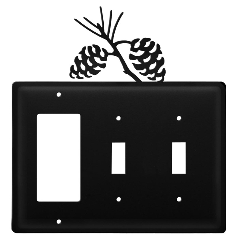 Village Wrought Iron EGSS-89 Triple Pinecone Single GFI and Double Switch Cover CUSTOM Product
