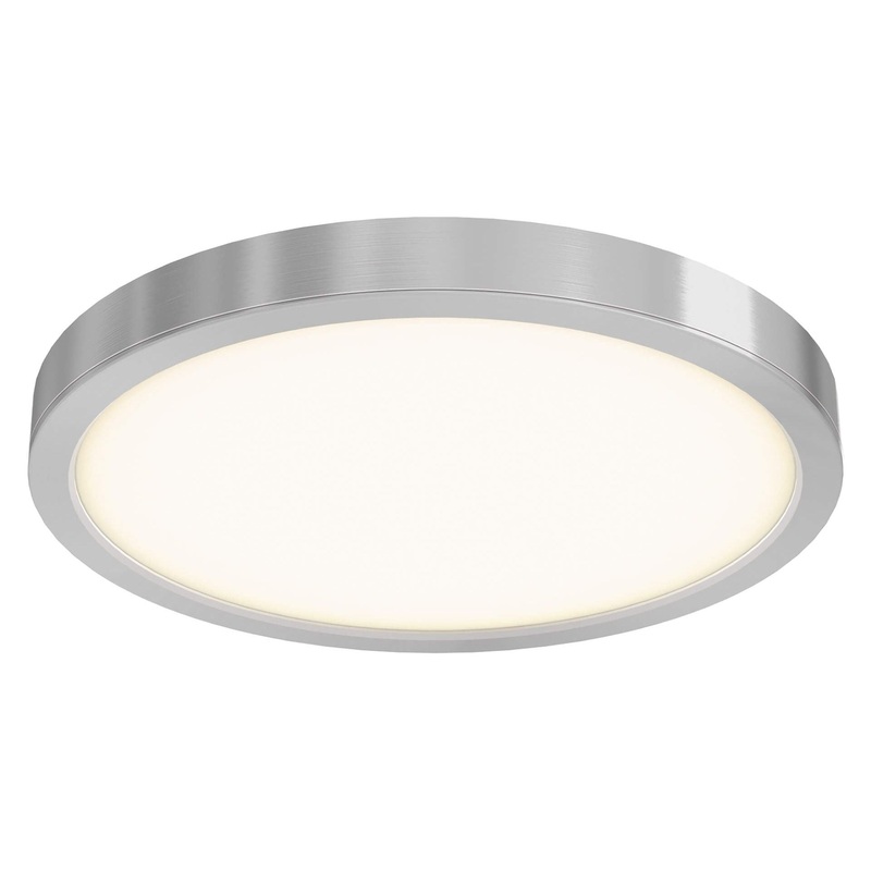 18″ Round Indoor/Outdoor LED Flush Mount Satin Nickel 120V | Triac Dimming