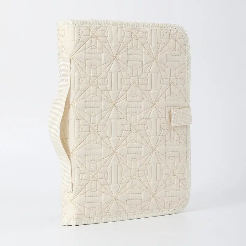 Beige Elegant Quilted Bible Cover – Protective Book Case with Carry Handle