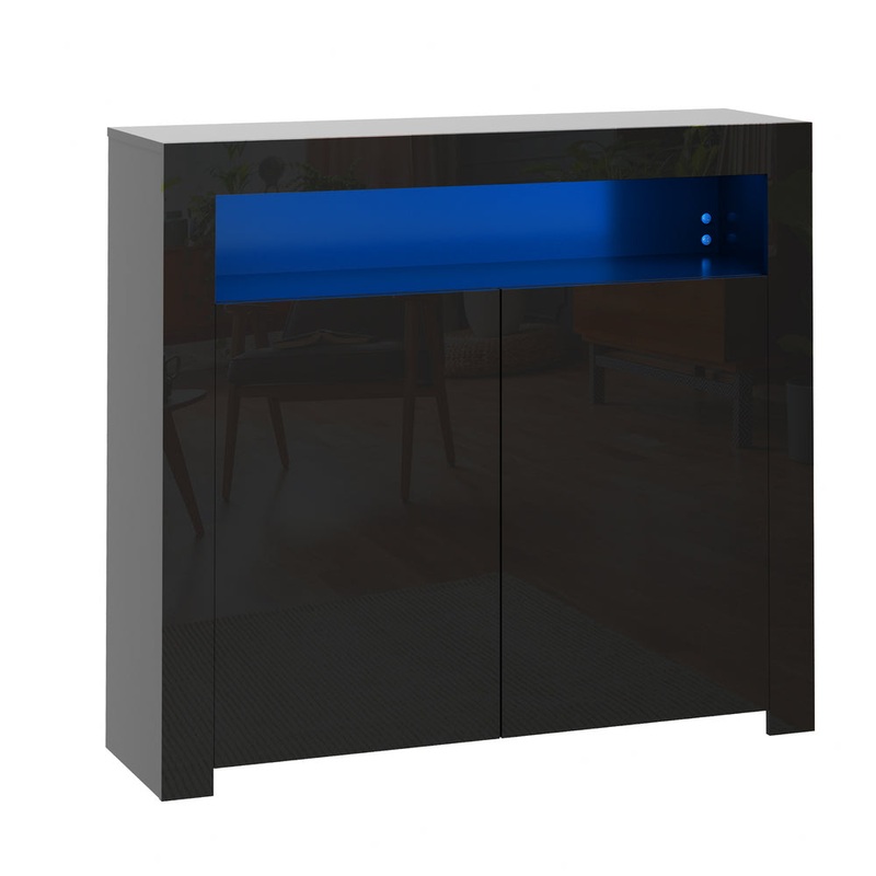 Buffet Sideboard LED RGB High Gloss 2 Doors Black
