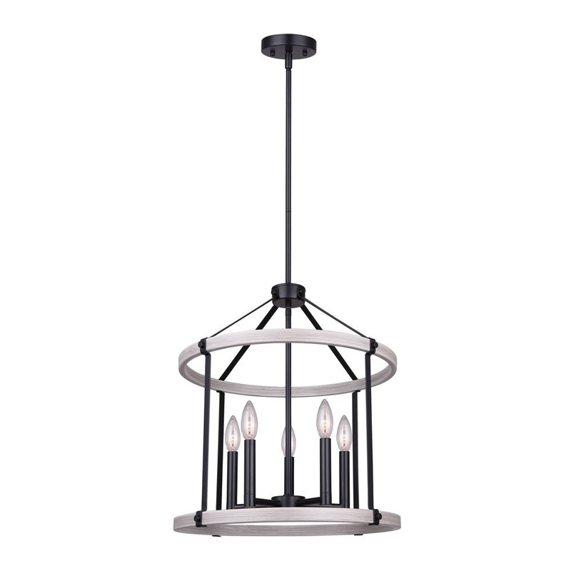Canarm ICH1094A05BBG19 Joelle Five Light Chandelier Matte Black/Brushed Grey (Discontinued)