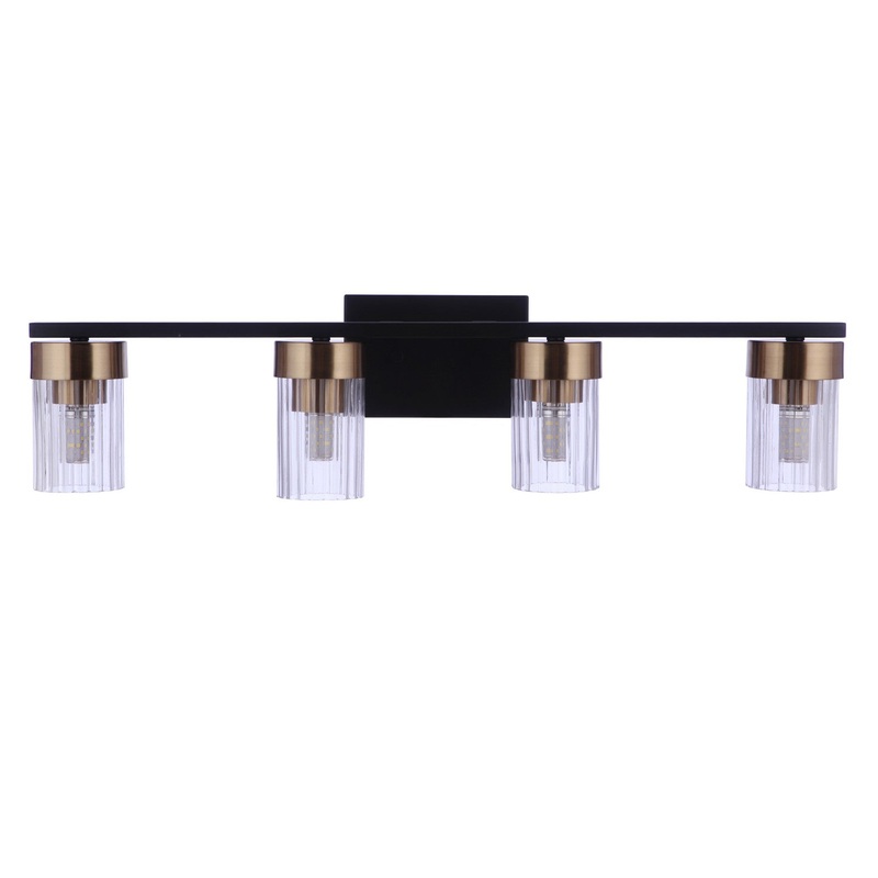 Craftmade 11827FBSB4 Bond Street Four Light Vanity Flat Black/Satin Brass