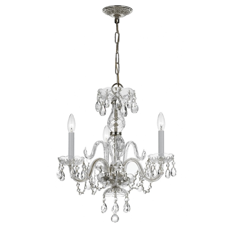 Crystorama 5044-CH-CL-I Traditional Crystal Three Light Mini Chandelier Polished Chrome