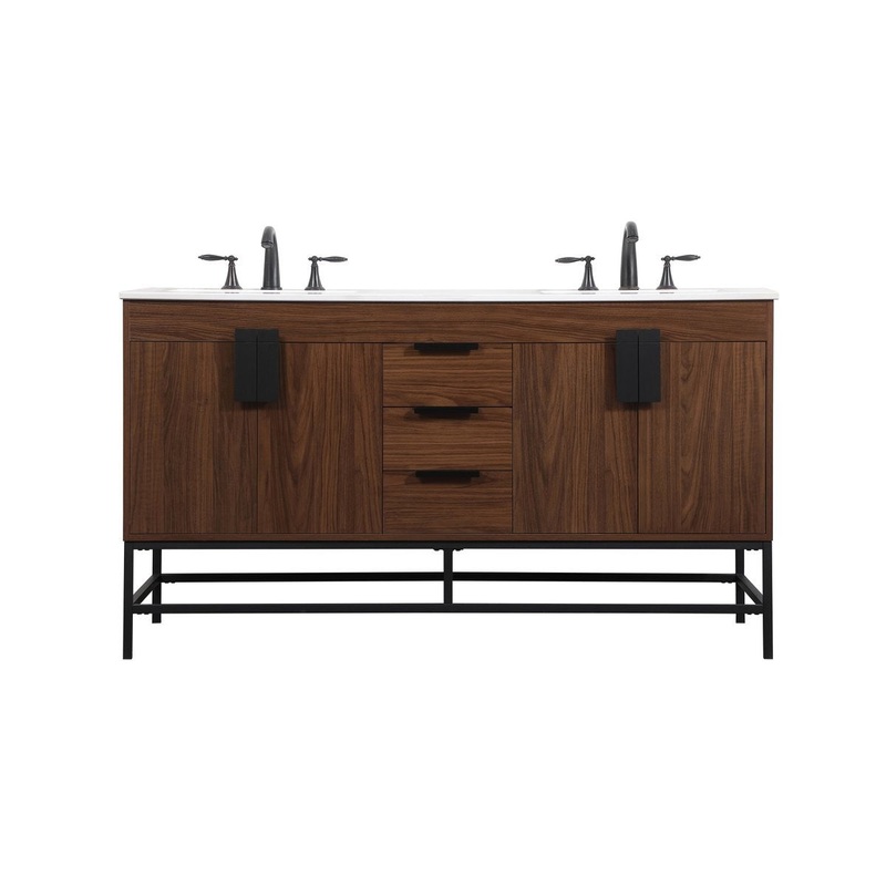 Double Bathroom Vanity from the Eugene Collection in Walnut Finish by Elegant Lighting
