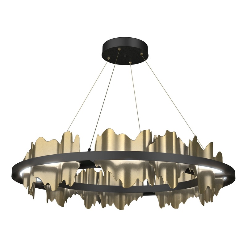 Hildene Circular LED Pendant Black Modern Brass