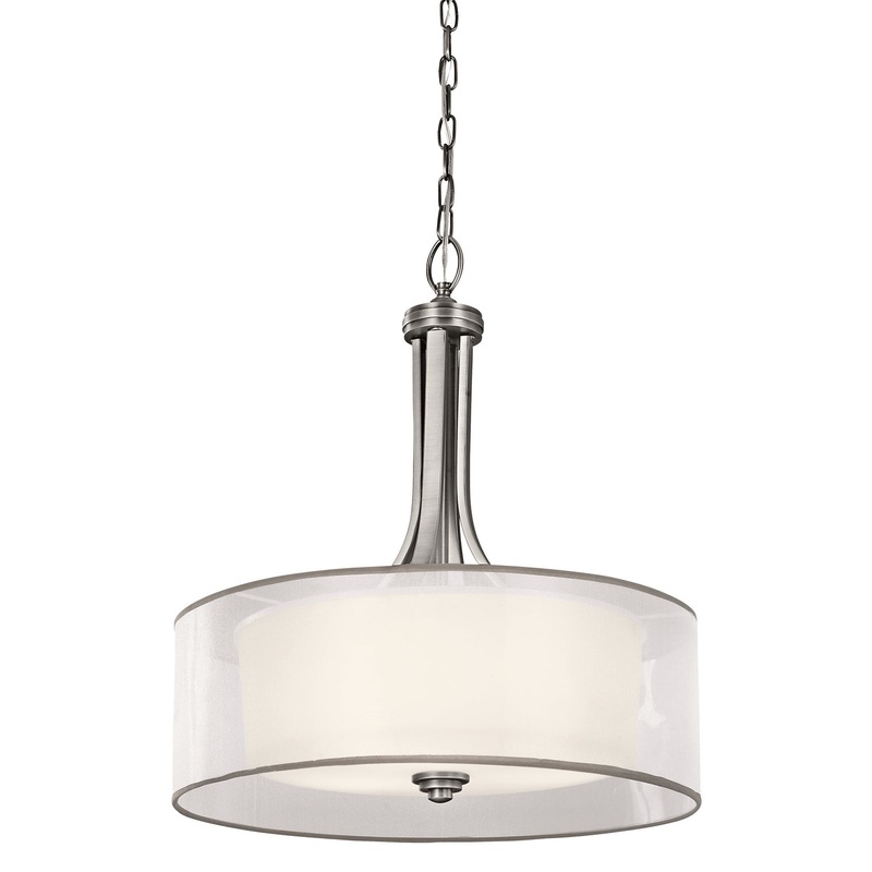Kichler 42385AP Four Light Pendant, Antique Pewter