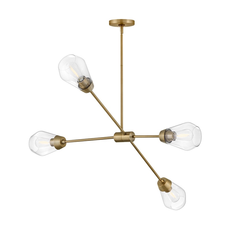 LED Chandelier from the Livie Collection in Lacquered Brass Finish by Lark