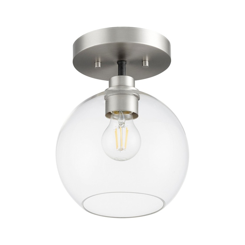 One Light Ceiling Mount from the Clarion Collection in Textured Black w/ Satin Nickel Finish by Quorum
