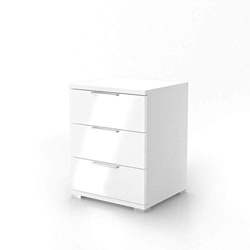 Vicco Comodino Cassetto Cassettone Florenz bianco lucido/bianco/nero lucido/nero