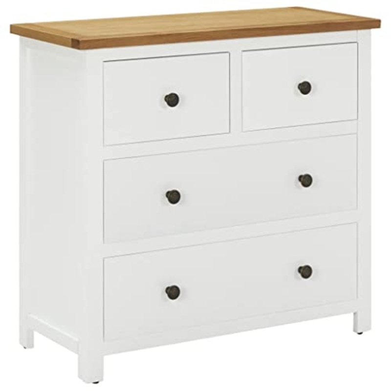 vidaXL Legno Massello di Rovere Cassettiera Credenza Madia Armadietto Armadio con Cassetti Mobiletto Com Mobile Arredamento 80x35x75 cm