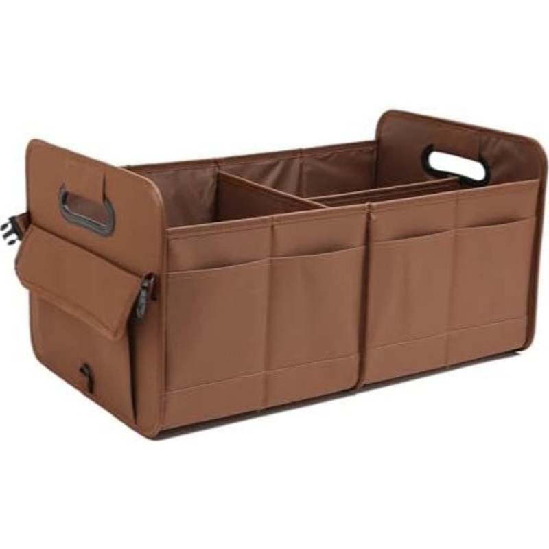 Brown Car Storage Box – Foldable Waterproof Trunk Organizer