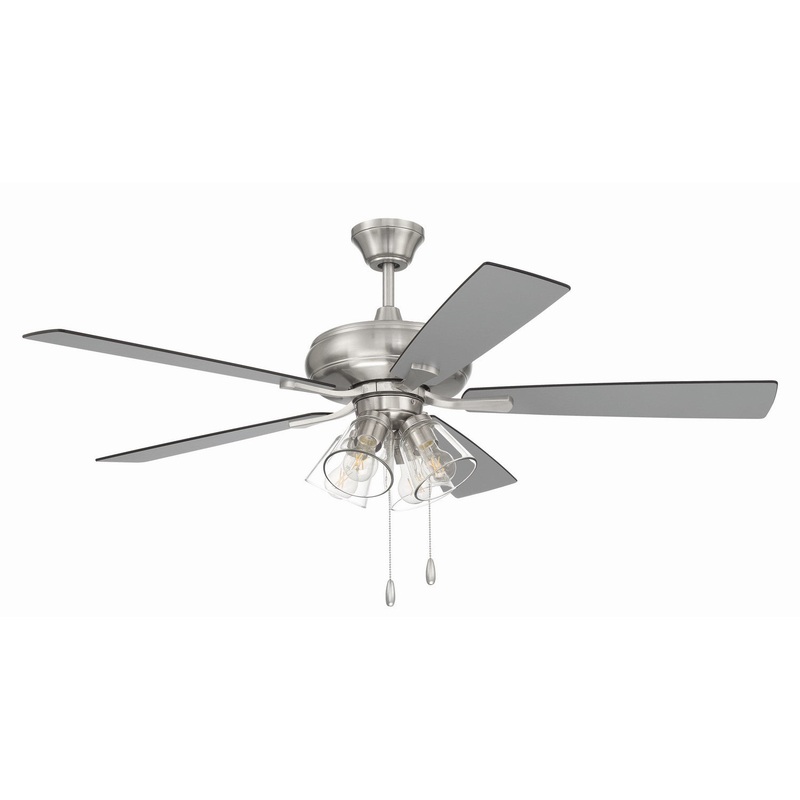 Craftmade ECF104BNK5-BNGW Eos Clear 4 Light 52″Ceiling Fan Brushed Polished Nickel