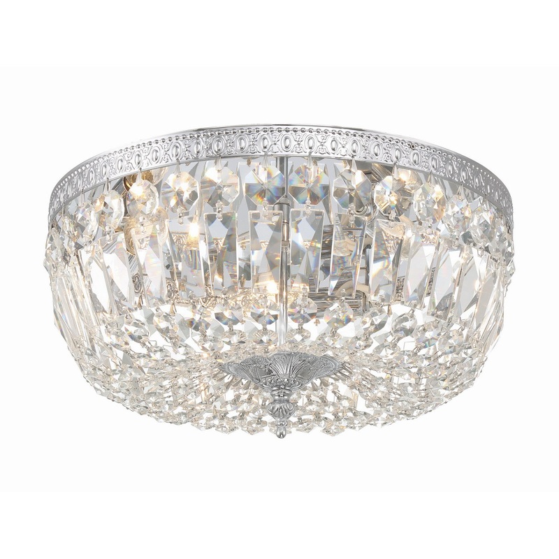 Crystorama 714-CH-CL-SAQ Ceiling Mount Three Light Flush Mount Polished Chrome