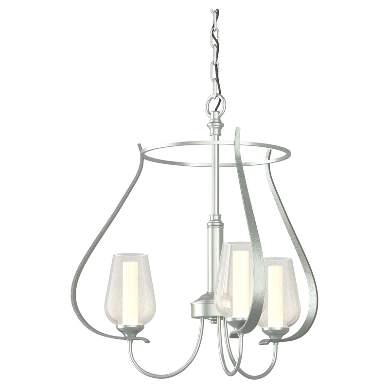 Flora 3-Arm Chandelier Vintage Platinum Seeded Glass with Opal Diffuser (ZS)