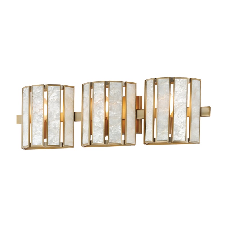 Miramar 3-Light Wall Sconce Capiz / Natural Aged Brass