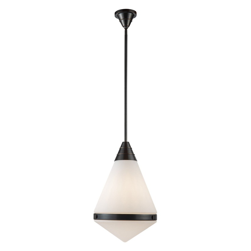 One Light Pendant from the Willard Collection in Urban Bronze/Matte Opal Glass Finish by Alora
