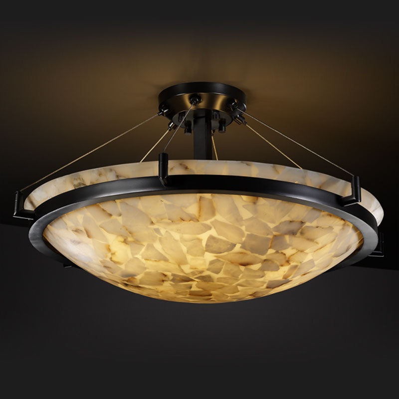 Semi-Flush Mount from the Alabaster Rocks! Collection in Matte Black Finish by Justice Designs